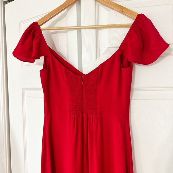 NWOT Reformation Baxley Red Midi Dress Flutter Sleeve Sweetheart Neck Size 2 - Picture 8 of 12